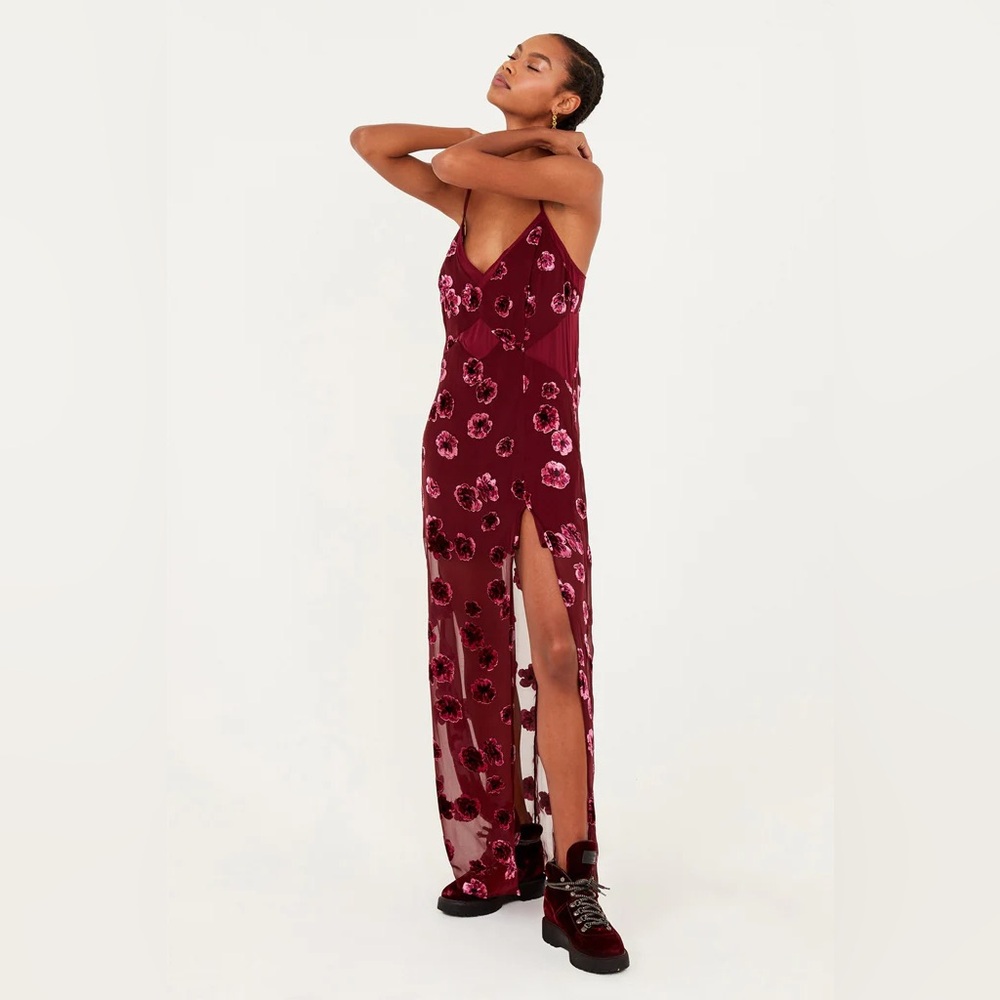 For Love And Lemons Burgundy Floral Dress